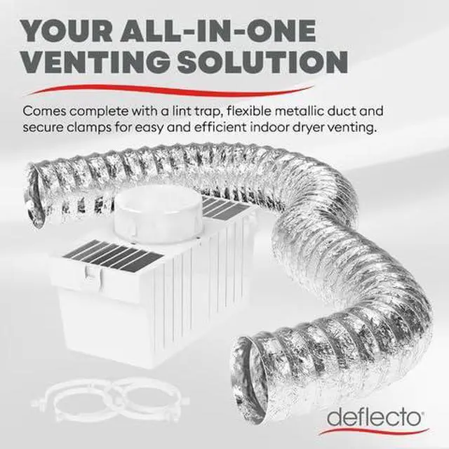Alt view image 4 of 7 - Dryer Lint Trap Kit for Indoor Dryer Venting with 4"x5' Flex Duct | Designed for use with indoor electric dryers where outside venting is impossible, captures lint to improve dryer safety