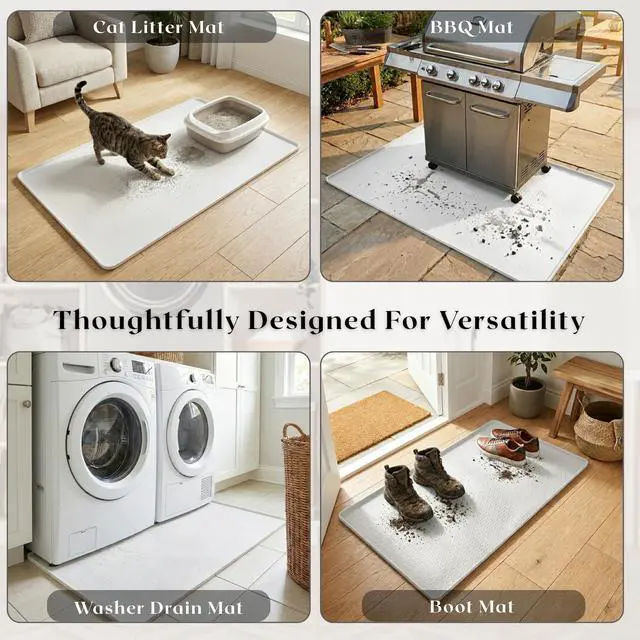 Alt view image 7 of 7 - 54" x 27.5" Silicone Washer Dryer Countertop Mat with 2 Laundry Bags Non-Slip, Waterproof, Dustproof Cover for Laundry Room Organization & Surface Protection (White)