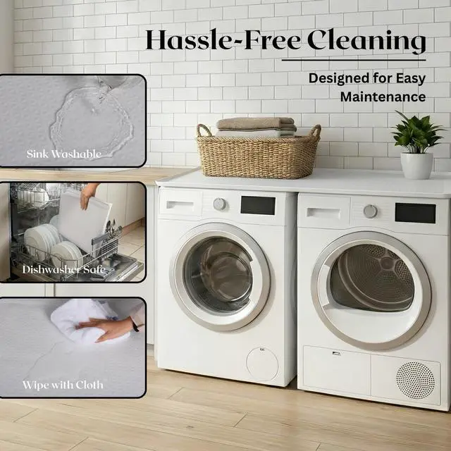 Alt view image 4 of 7 - 54" x 27.5" Silicone Washer Dryer Countertop Mat with 2 Laundry Bags Non-Slip, Waterproof, Dustproof Cover for Laundry Room Organization & Surface Protection (White)