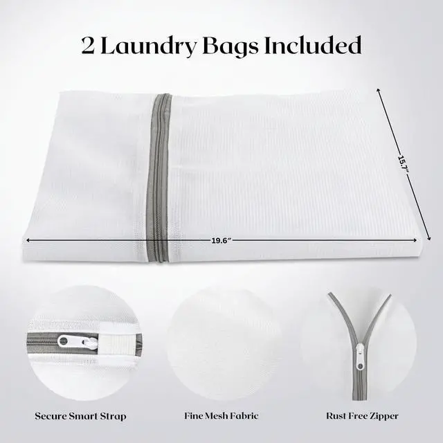Alt view image 2 of 7 - 54" x 27.5" Silicone Washer Dryer Countertop Mat with 2 Laundry Bags Non-Slip, Waterproof, Dustproof Cover for Laundry Room Organization & Surface Protection (White)