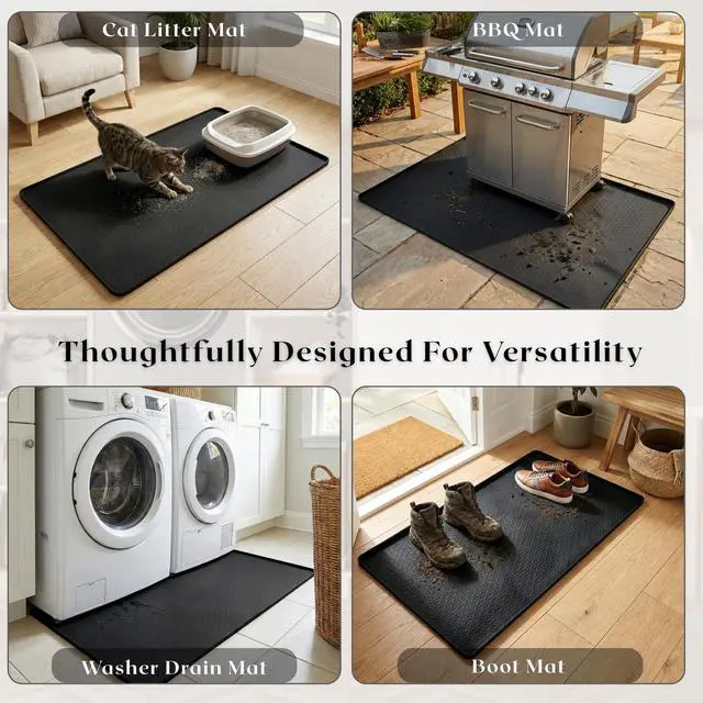 Alt view image 7 of 7 - 54" x 27.5" Silicone Washer Dryer Countertop Mat with 2 Laundry Bags Non-Slip, Waterproof, Dustproof Cover for Laundry Room Organization & Surface Protection (Black)