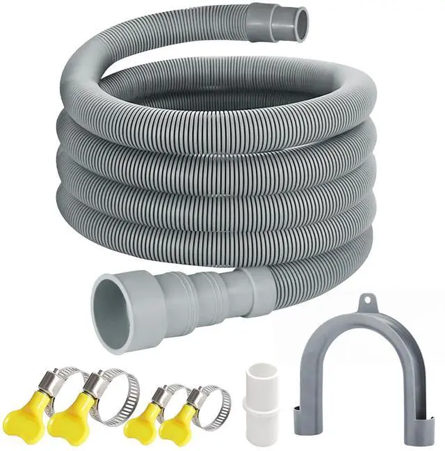 Main image of 10ft Universal Washing Machine Drain Hose Extension Kit | Flexible Universal Washer & Dishwasher Drain Hose Replacement with 1 Extension Adapter,4 Clamps and 1 U-Bend Holder