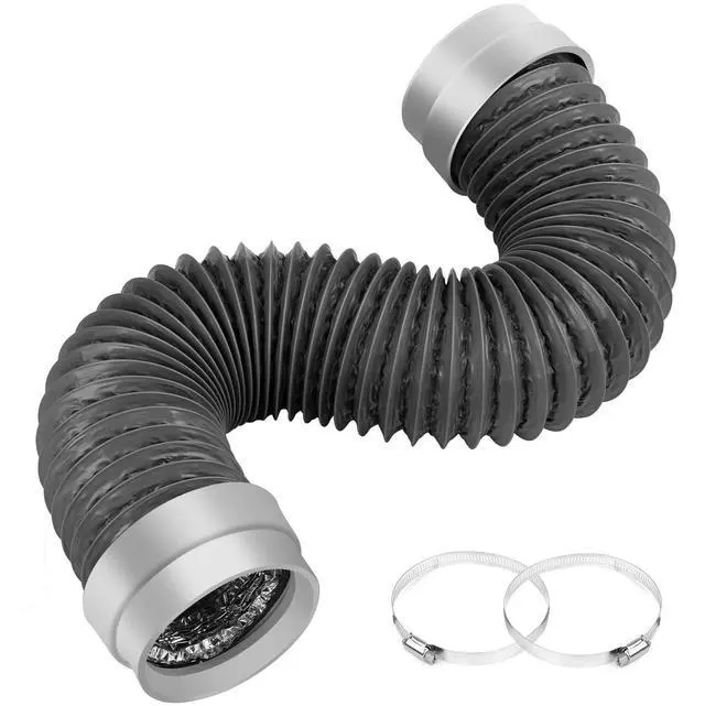 Main image of 3FT Dryer Vent Hose 4 Inch, Heavy Duty Flexible Aluminum Duct | Rubber Seal Connectors, Easy Install, 6-Layer Aluminum, Heat Resistant Exhaust Hose for Tight Spaces, Vent Kit & 2 Clamps