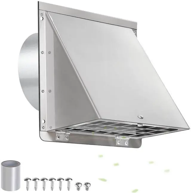 Main image of 4 Inch Dryer Vent Cover Outside with Mesh with Cushioned Flap,304 Stainless Steel Wall Vent Exhaust Vent Cover,4" Outdoor Dryer Vent Cover Hood Exterior Wall Vent Cover Cap for Range Hood Vent AC Vent