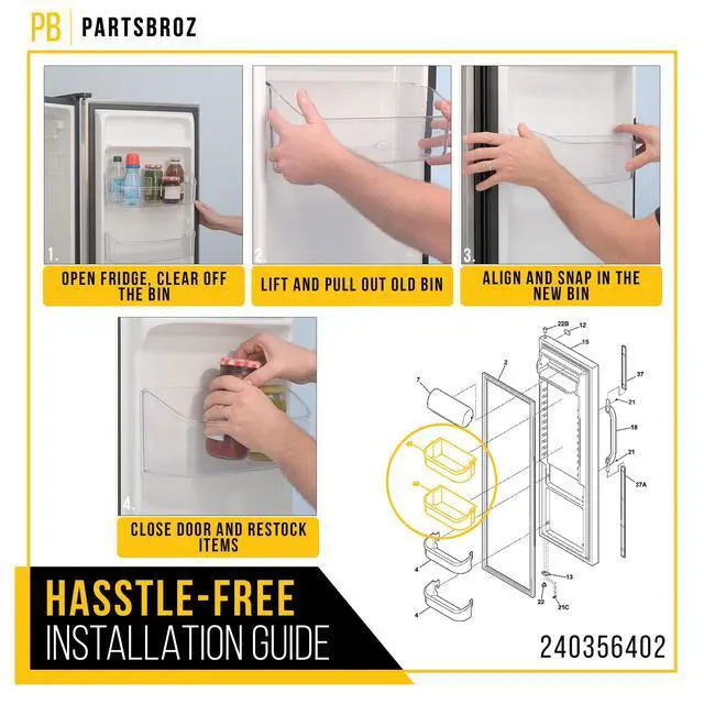 Alt view image 6 of 6 - 240356402 Refrigerator Door Bin for Frigidaire Kenmore Crosley PS430122 | Replaces AP2549958 AH430122 EA430122 241808221 240356416, Fits LFSS2612TF0 FFSS2615TS5 FFSS2615TS0 LFSS2612TF4 LFSS2612TE0