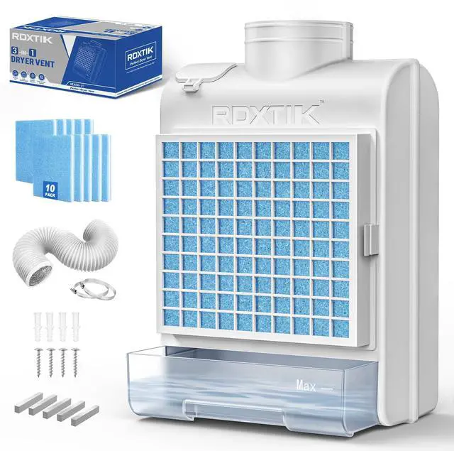 Main image of 3-in-1 Indoor Dryer Vent Kit, 10 Pcs Polyester Filters for 4 Layer Purification System, Stainless Steel Screen Filter and Water Drawer For Electric Dryer