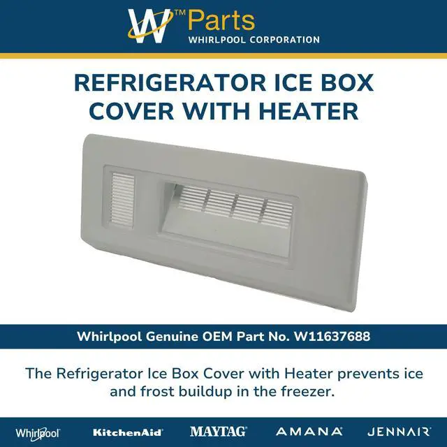 Alt view image 4 of 6 - Whirlpool W11637688 Genuine OEM Refrigerator Ice Box Cover with Heater Replacement Part - Replaces W10317655, W10488463, W10520814, WPW10553630, W11504346, and W10553630