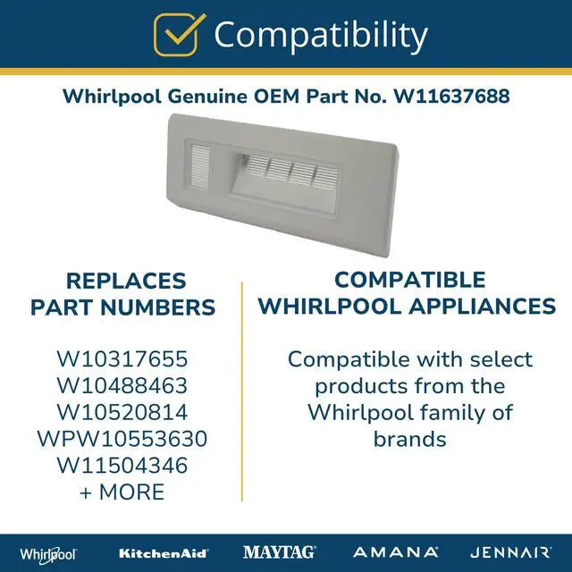 Alt view image 5 of 6 - Whirlpool W11637688 Genuine OEM Refrigerator Ice Box Cover with Heater Replacement Part - Replaces W10317655, W10488463, W10520814, WPW10553630, W11504346, and W10553630