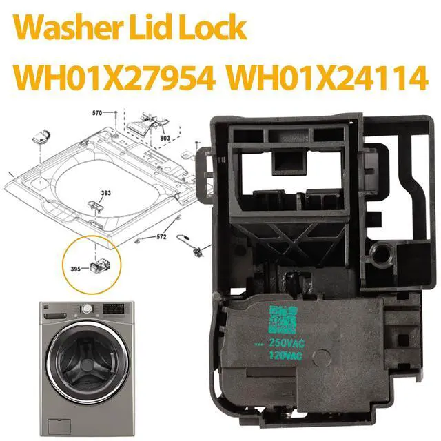 Alt view image 2 of 7 - WH01X27954 Washer Lid Lock Switch Part 290D1580P004 290D1580P001 290D1580P002 EG-380843M WH01X26114 WH01X24114 Compatible with GE Hotpoint Top Load Washing Machine Door Lock Assembly Replacement