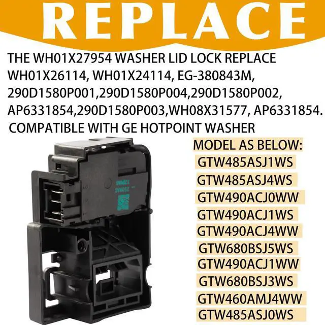 Alt view image 4 of 7 - WH01X27954 Washer Lid Lock Switch Part 290D1580P004 290D1580P001 290D1580P002 EG-380843M WH01X26114 WH01X24114 Compatible with GE Hotpoint Top Load Washing Machine Door Lock Assembly Replacement