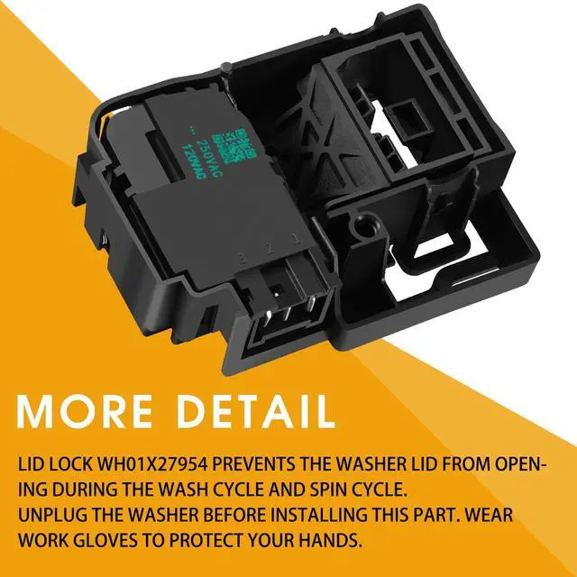 Alt view image 6 of 7 - WH01X27954 Washer Lid Lock Switch Part 290D1580P004 290D1580P001 290D1580P002 EG-380843M WH01X26114 WH01X24114 Compatible with GE Hotpoint Top Load Washing Machine Door Lock Assembly Replacement