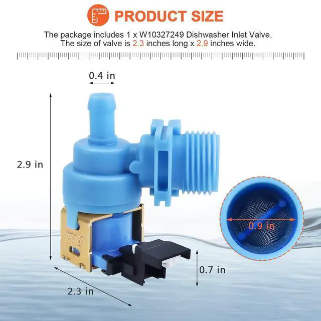 Alt view image 4 of 7 - (2026 Upgraded) W10327249 W10327250 W11175771 Dishwasher Water Inlet Valve Fit for Whirlpool,Kenmore 665 662 series,KitchenAid,Amana -Replaces W10195047 W10316814 W11130743