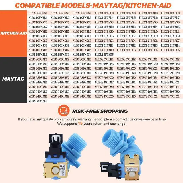 Alt view image 7 of 7 - (2026 Upgraded) W10327249 W10327250 W11175771 Dishwasher Water Inlet Valve Fit for Whirlpool,Kenmore 665 662 series,KitchenAid,Amana -Replaces W10195047 W10316814 W11130743