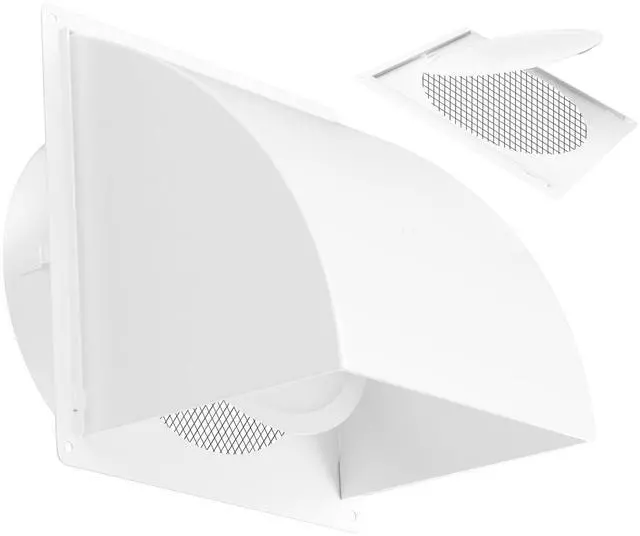 Main image of 8 Inch Exterior Vent Cover, Heavy-Duty Metal Wall Vent Cover with Removable Screen & Non-Return Flap, Outdoor Dryer Vent Hood White