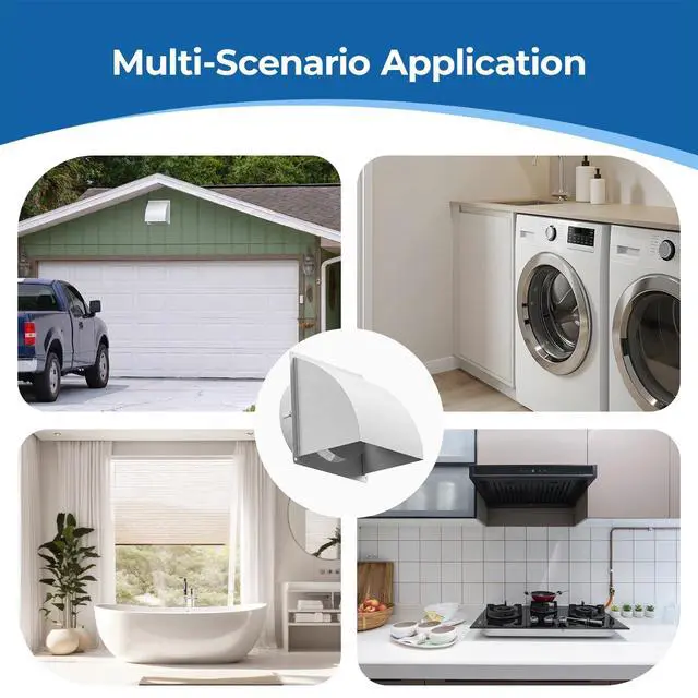 Alt view image 7 of 7 - 8 Inch Exterior Vent Cover, Heavy-Duty Metal Wall Vent Cover with Removable Screen & Non-Return Flap, Outdoor Dryer Vent Hood White