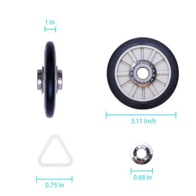 Alt view image 2 of 6 - Dryer Repair Kit for Kenmore Series 70 80 90 500 600 Whirlpool WED4815EW1 | Replacement dryer parts, fits WED4800BQ1 WED4800XQ1, Amana NED4655EW1 NGD4655EW2, with drum roller idler pulley belt