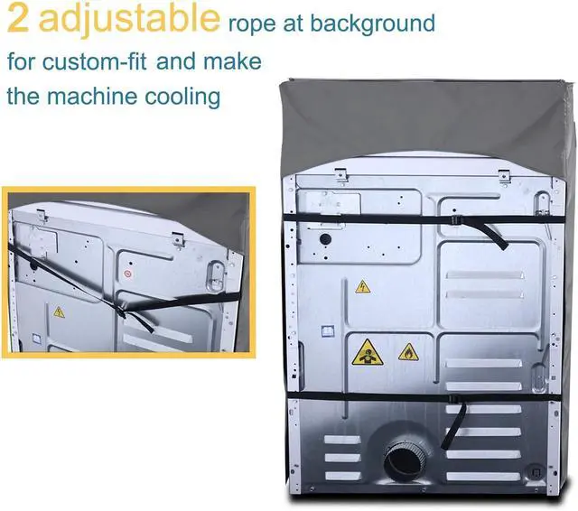 Alt view image 4 of 6 - 2 Pack Washing Machine Cover,Waterproof Dustproof Washing Cover with Zipper,Fit for Outside Top or Front Load Washer/Dryer,27"W x 26"D x 43"H-Grey