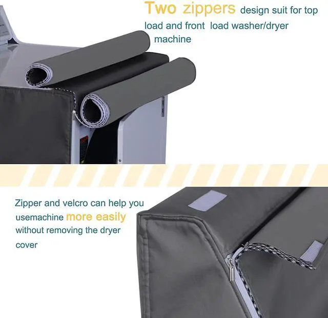 Alt view image 5 of 6 - 2 Pack Washing Machine Cover,Waterproof Dustproof Washing Cover with Zipper,Fit for Outside Top or Front Load Washer/Dryer,27"W x 26"D x 43"H-Grey