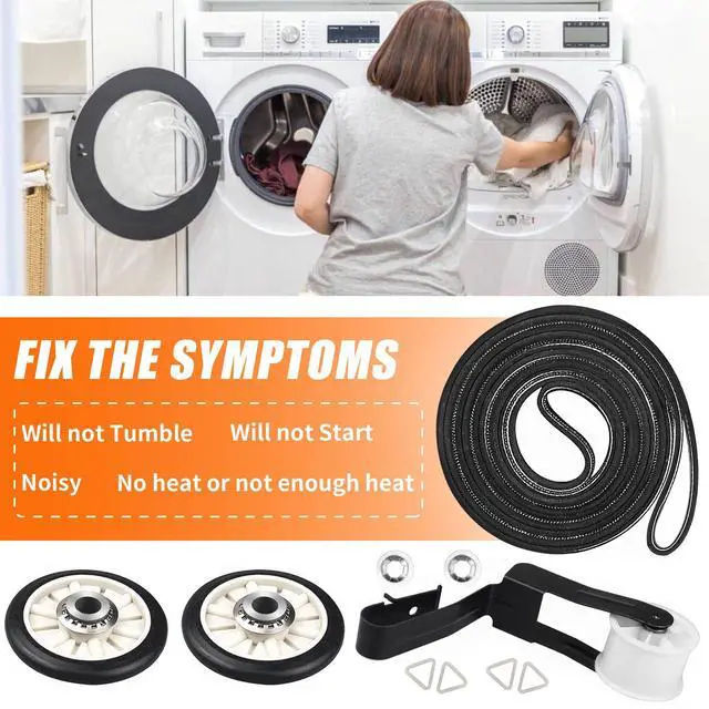 Alt view image 2 of 7 - 4392065 Dryer Repair Kit with 341241 Dryer Belt 691366 Idler Pulley 349241T Drum Roller Replacement for Whirlpool Kenmore Maytag Amana Dryer Parts, Replaces AP6010582 WP691366 AP3131942, wed4815ew1
