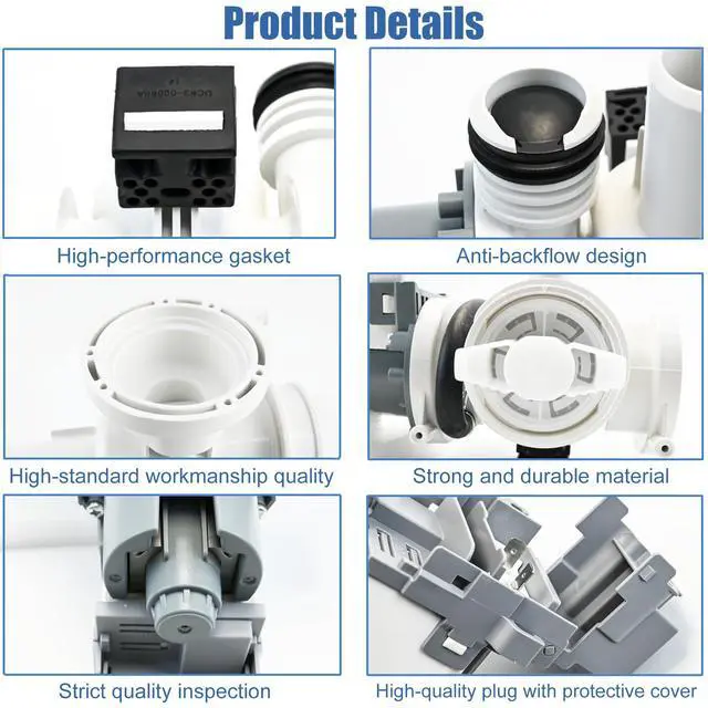 Alt view image 4 of 7 - DC97-20621A, DC97-20621C, DC97-17999N Drain Pump Assembly(OEM) Compatible with samsung washer(some models), Replace Number: DC31-00187A, PX3516-01, AP6807020, 4959632, PS12592830, EAP12592830 etc
