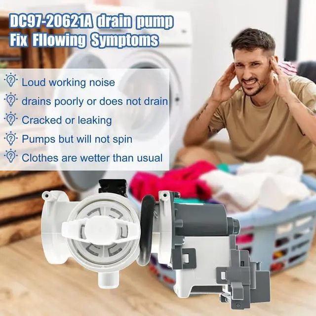 Alt view image 5 of 7 - DC97-20621A, DC97-20621C, DC97-17999N Drain Pump Assembly(OEM) Compatible with samsung washer(some models), Replace Number: DC31-00187A, PX3516-01, AP6807020, 4959632, PS12592830, EAP12592830 etc