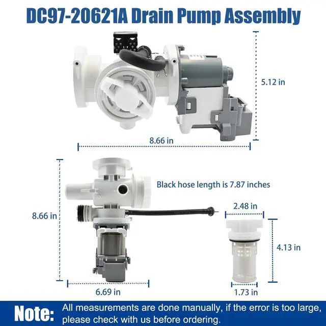 Alt view image 7 of 7 - DC97-20621A, DC97-20621C, DC97-17999N Drain Pump Assembly(OEM) Compatible with samsung washer(some models), Replace Number: DC31-00187A, PX3516-01, AP6807020, 4959632, PS12592830, EAP12592830 etc