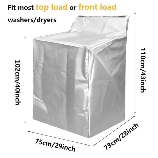 Alt view image 2 of 7 - 2Pack Washer and Dryer Covers, Portable Washer Cover with Zipper Design Dustproof & Waterproof & Anti-UV Laundry Covers, Washing Machine Cover Fit for Most Top Load Machine(Silver)