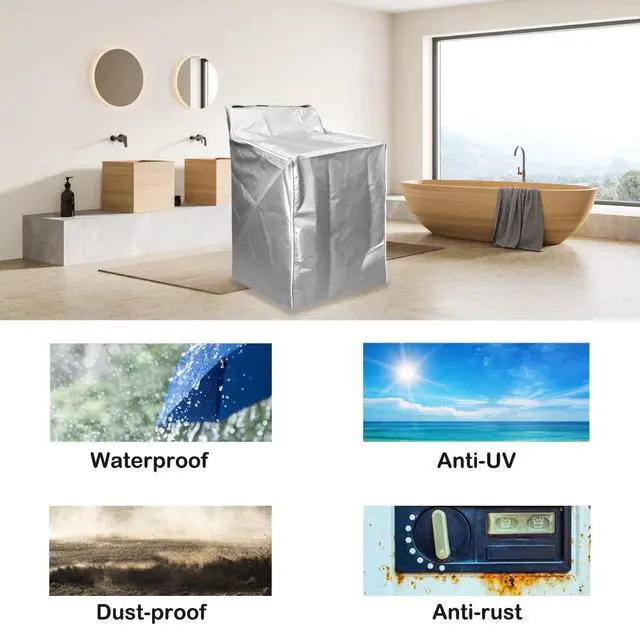 Alt view image 5 of 7 - 2Pack Washer and Dryer Covers, Portable Washer Cover with Zipper Design Dustproof & Waterproof & Anti-UV Laundry Covers, Washing Machine Cover Fit for Most Top Load Machine(Silver)