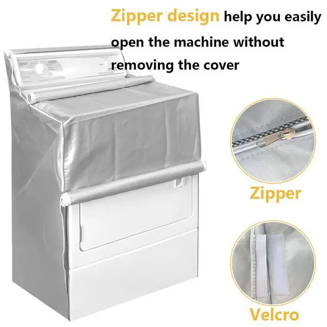 Alt view image 4 of 7 - 2Pack Washer and Dryer Covers, Portable Washer Cover with Zipper Design Dustproof & Waterproof & Anti-UV Laundry Covers, Washing Machine Cover Fit for Most Top Load Machine(Silver)