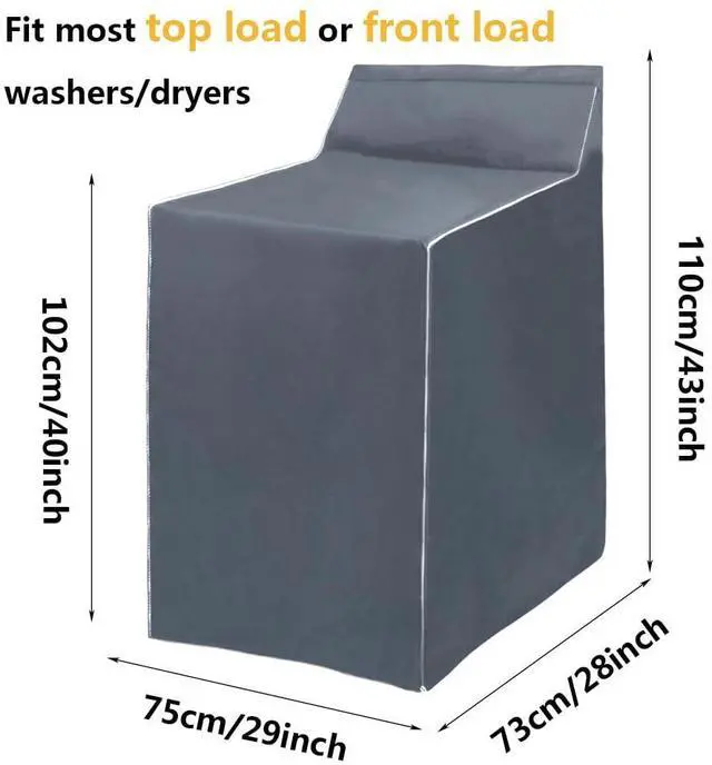 Alt view image 2 of 7 - 2Pack Washer and Dryer Covers, Portable Washer Cover with Zipper Design Dustproof & Waterproof & Anti-UV Laundry Covers, Washing Machine Cover Fit for Most Top Load Machine(Grey)