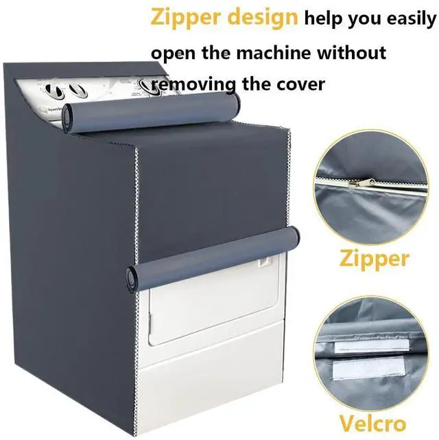 Alt view image 4 of 7 - 2Pack Washer and Dryer Covers, Portable Washer Cover with Zipper Design Dustproof & Waterproof & Anti-UV Laundry Covers, Washing Machine Cover Fit for Most Top Load Machine(Grey)