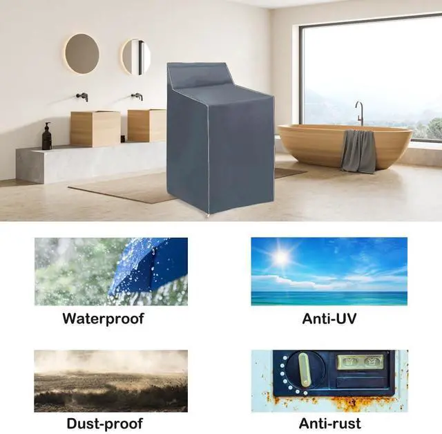 Alt view image 6 of 7 - 2Pack Washer and Dryer Covers, Portable Washer Cover with Zipper Design Dustproof & Waterproof & Anti-UV Laundry Covers, Washing Machine Cover Fit for Most Top Load Machine(Grey)