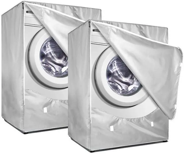 Main image of 2Pack Washer and Dryer Covers, Washing Machine Cover with Zipper Design, Waterproof & Dustproof & Anti-UV Washer Covers Fit for Most Front Load Machine, 27"W x 33"D x 39"H -Silver