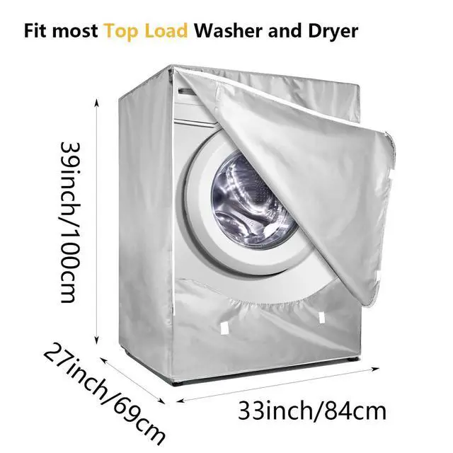 Alt view image 2 of 7 - 2Pack Washer and Dryer Covers, Washing Machine Cover with Zipper Design, Waterproof & Dustproof & Anti-UV Washer Covers Fit for Most Front Load Machine, 27"W x 33"D x 39"H -Silver