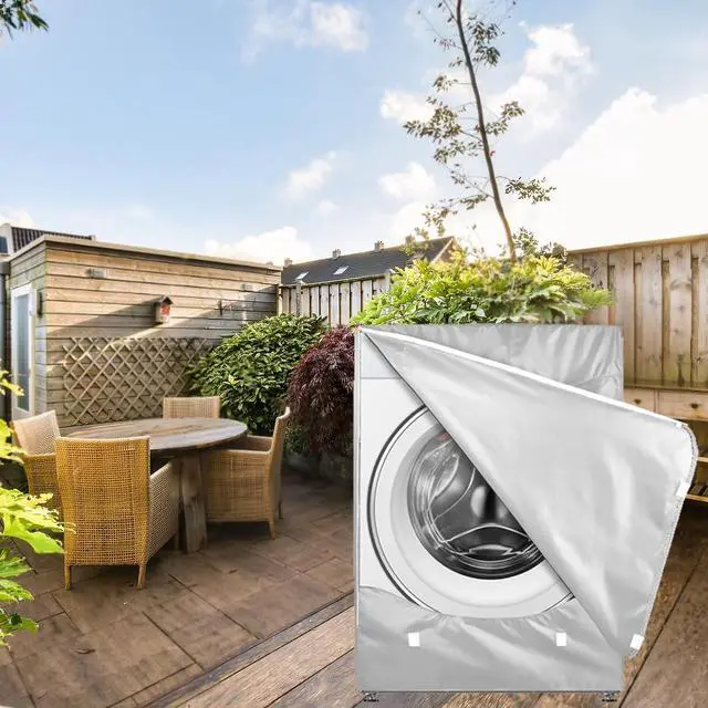 Alt view image 3 of 7 - 2Pack Washer and Dryer Covers, Washing Machine Cover with Zipper Design, Waterproof & Dustproof & Anti-UV Washer Covers Fit for Most Front Load Machine, 27"W x 33"D x 39"H -Silver