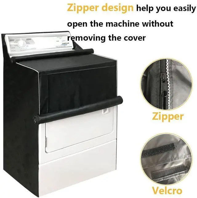 Alt view image 4 of 7 - 2Pack Washer and Dryer Covers, Portable Washer Cover with Zipper Design Dustproof Waterproof Laundry Covers for Washer and Dryer, Washing Machine Cover Fit for Most Top Load Machine(Black)