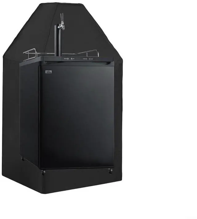 Main image of Outdoor Beer Dispenser Cover for Kegerator, 420D Oxford Dust Protector with Straps, Waterproof Shield for Single and Tap Towers, Black, 24.5x26.5x37 Inches