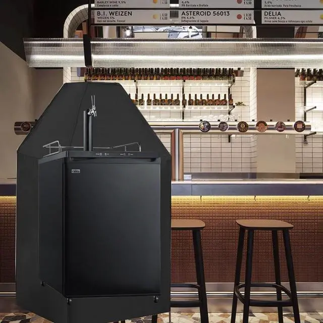 Alt view image 3 of 7 - Outdoor Beer Dispenser Cover for Kegerator, 420D Oxford Dust Protector with Straps, Waterproof Shield for Single and Tap Towers, Black, 24.5x26.5x37 Inches