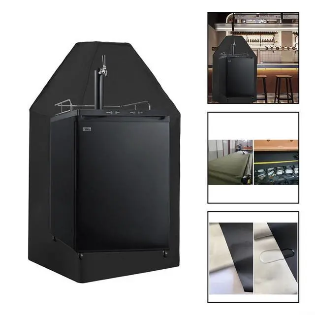 Alt view image 4 of 7 - Outdoor Beer Dispenser Cover for Kegerator, 420D Oxford Dust Protector with Straps, Waterproof Shield for Single and Tap Towers, Black, 24.5x26.5x37 Inches