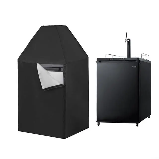 Alt view image 6 of 7 - Outdoor Beer Dispenser Cover for Kegerator, 420D Oxford Dust Protector with Straps, Waterproof Shield for Single and Tap Towers, Black, 24.5x26.5x37 Inches