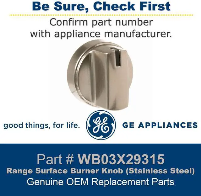 Alt view image 4 of 5 - GE WB03X29315 Range Surface Burner Knob (Stainless Steel)