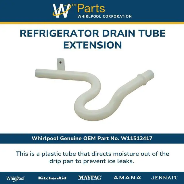 Alt view image 4 of 6 - Whirlpool W11512417 Genuine OEM Refrigerator Drain Tube Extension Replacement Part