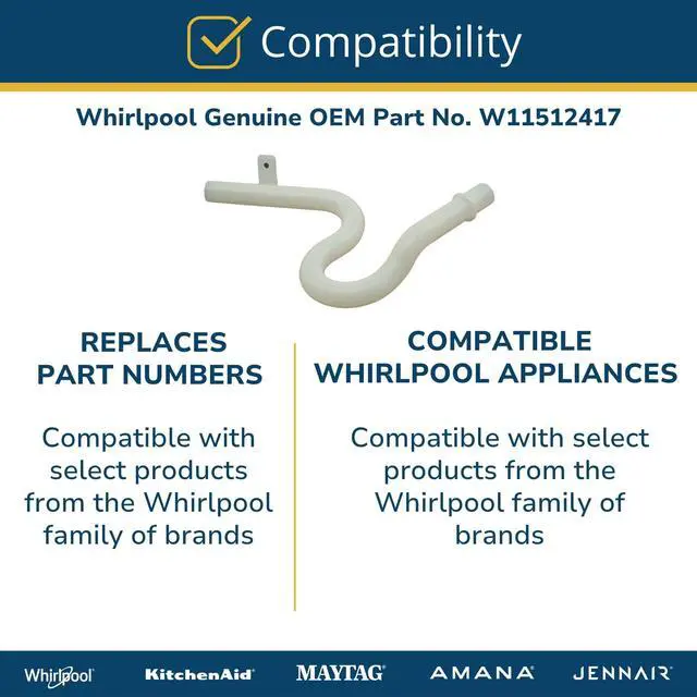 Alt view image 5 of 6 - Whirlpool W11512417 Genuine OEM Refrigerator Drain Tube Extension Replacement Part