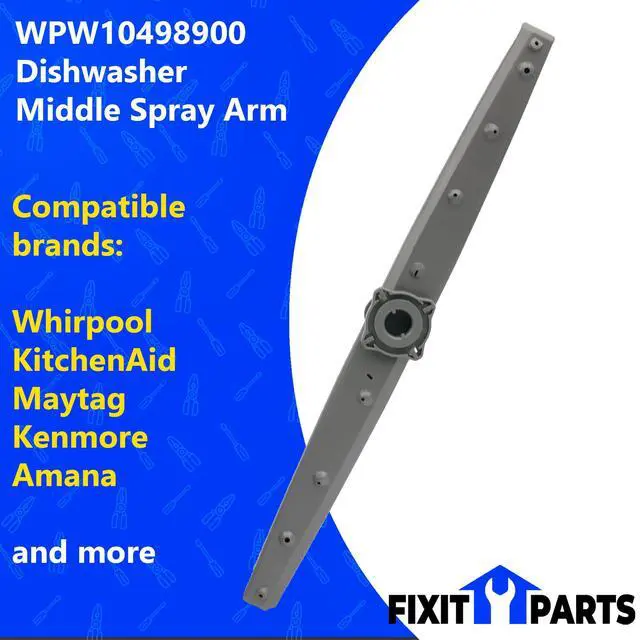 Alt view image 2 of 6 - WPW10498900 Dishwasher Middle Spray Arm for Whirlpool Maytag Dishwasher