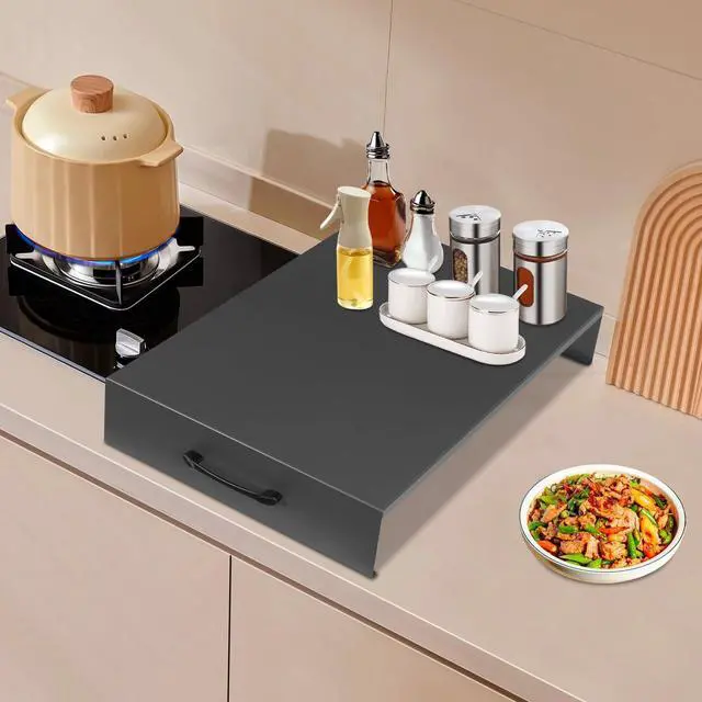 Alt view image 3 of 7 - Steel Stove Top Cover (L 21.26" x W 14.57" x H 3.54"), Large Noodle Board Stove Covers Range Burner Cover with Handle for Gas/Electric Stove, Expanding Kitchen Space (Grey)