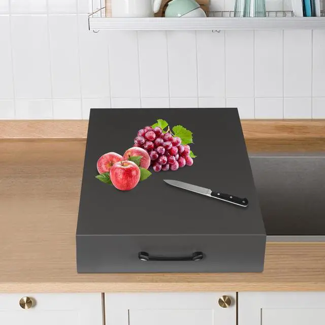 Alt view image 4 of 7 - Steel Stove Top Cover (L 21.26" x W 14.57" x H 3.54"), Large Noodle Board Stove Covers Range Burner Cover with Handle for Gas/Electric Stove, Expanding Kitchen Space (Grey)