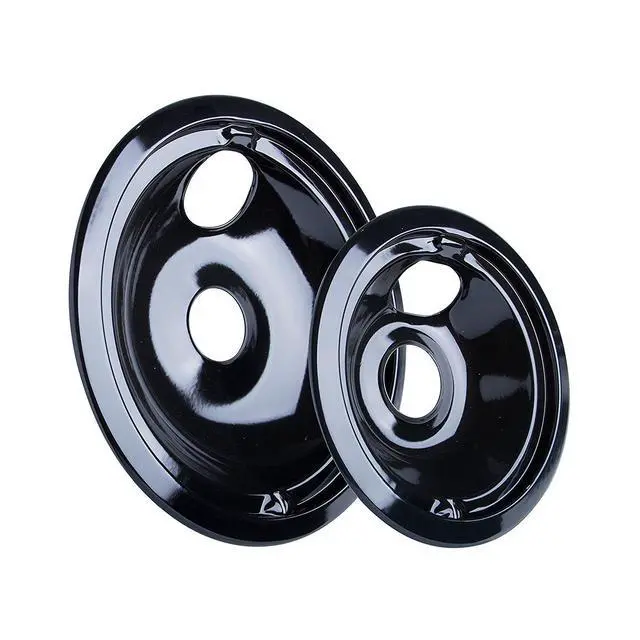 Alt view image 4 of 7 - Made in the USA Porcelain Drip Pans (3) 6 WB31M20, (1) 8 WB31M19 Replacement for GE P119204XZ Style B Black