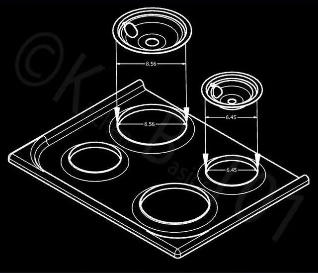 Alt view image 7 of 7 - Made in the USA Porcelain Drip Pans (3) 6 WB31M20, (1) 8 WB31M19 Replacement for GE P119204XZ Style B Black