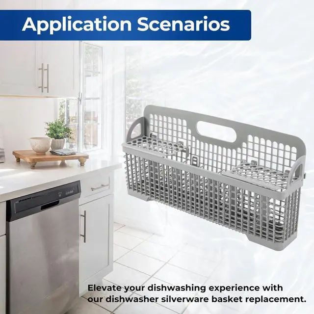 Alt view image 4 of 7 - 8531233 WP8562043 Dishwasher Silverware Basket Fit For Whirlpool Kenmore Dishwasher Replace for AP6012898 PS11746119 WP8531233VP B00LHR20E4 B00IMO5GNC Universal Gray
