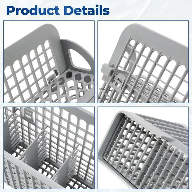 Alt view image 7 of 7 - 8531233 WP8562043 Dishwasher Silverware Basket Fit For Whirlpool Kenmore Dishwasher Replace for AP6012898 PS11746119 WP8531233VP B00LHR20E4 B00IMO5GNC Universal Gray